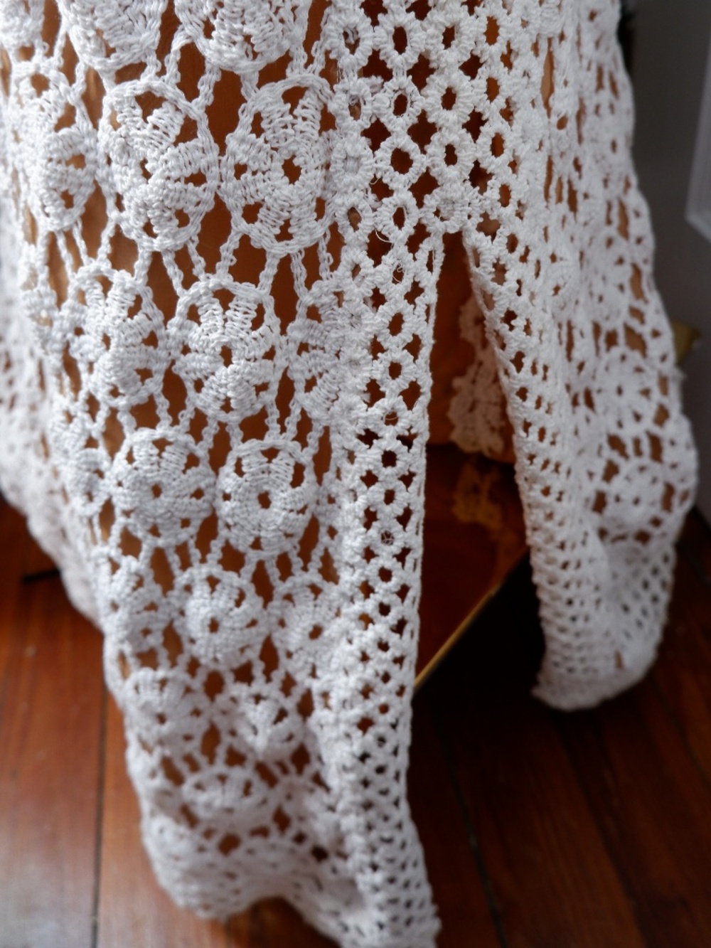 1960s Cotton Crochet Mock Neck Gown - Picture 9 of 11